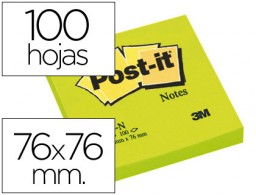 Bloc de 100 notas adhesivas quita y pon Post-it 76x76mm. verde neón